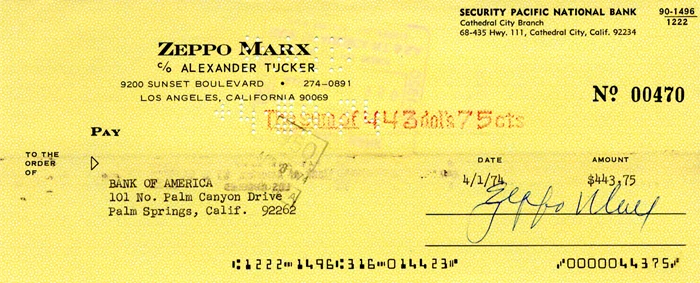 Zeppo Marx autograph
