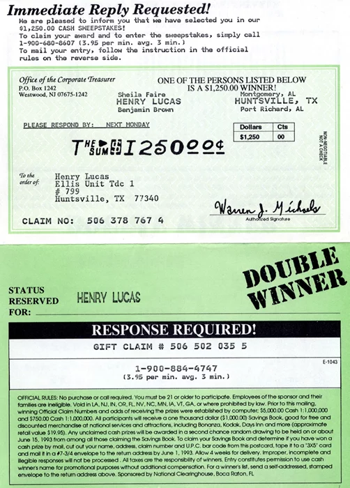 Henry Lee Lucas autograph