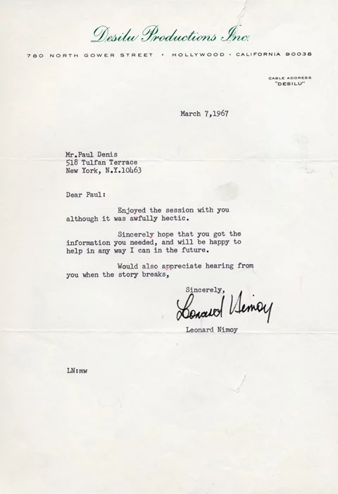 Leonard Nimoy autograph