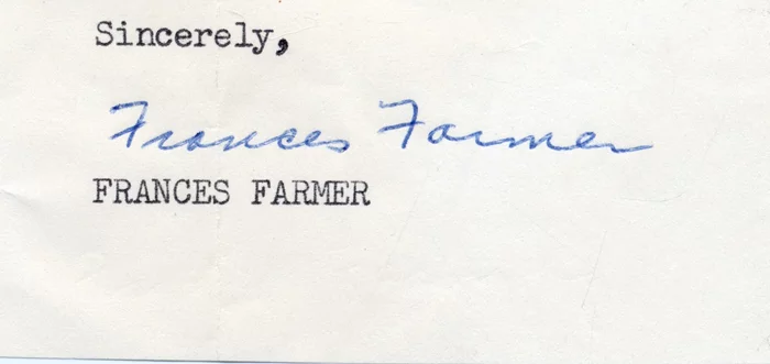 Frances Farmer autograph