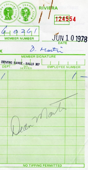 Dean Martin autograph