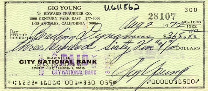 Gig Young autograph