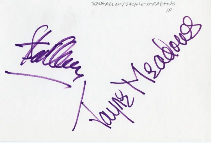 Steve Allen & Jayne Meadows autograph
