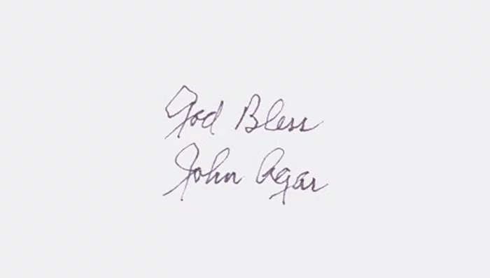 John Agar autograph