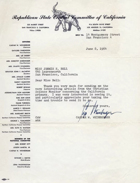Caspar Weinberger autograph