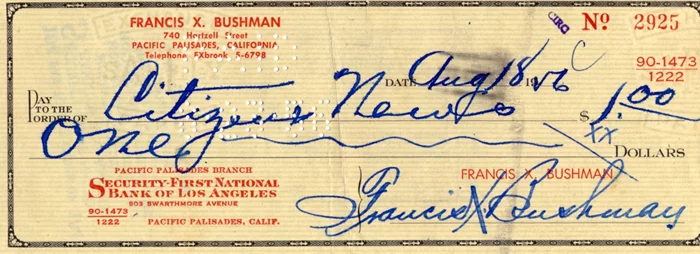 Francis X. Bushman autograph