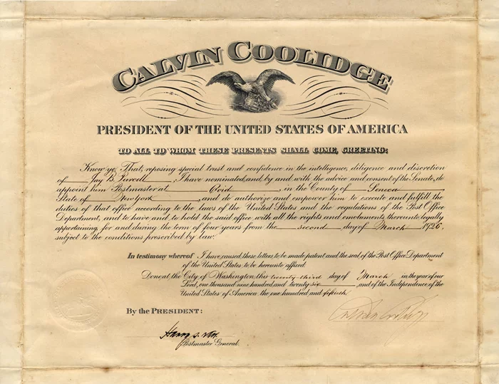 Calvin Coolidge autograph