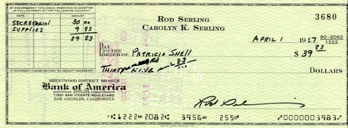 Rod Serling autograph