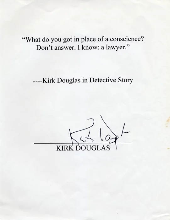 Kirk Douglas autograph