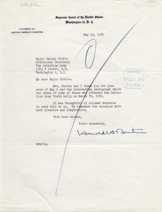 Harold Burton autograph