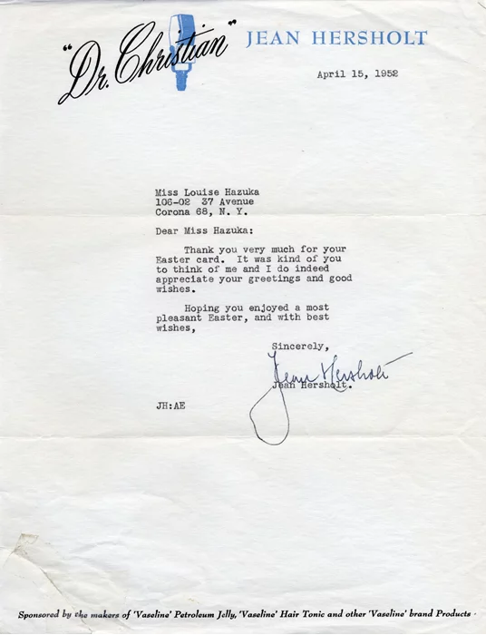 Jean Hershold autograph