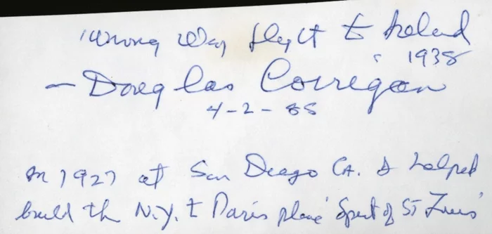 Douglas Corrigan autograph