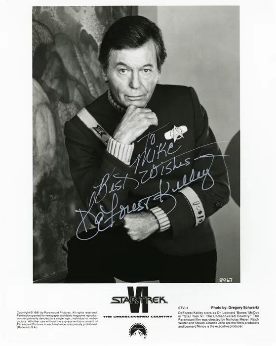 Deforest Kelley autograph