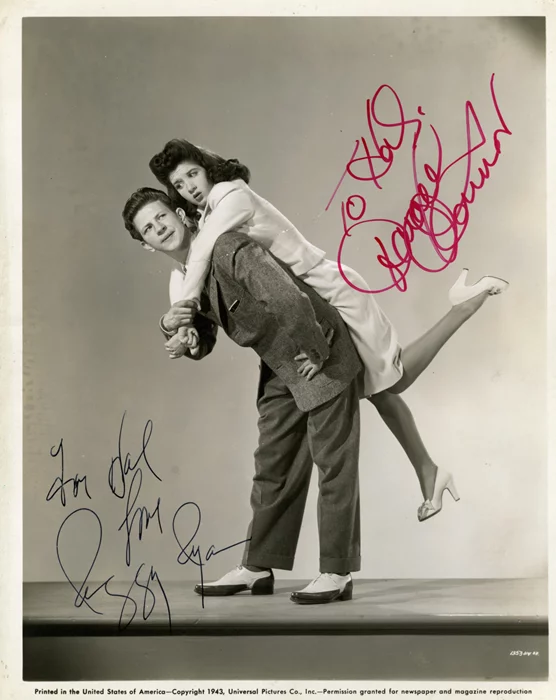 Donald O'Connor & Peggy Ryan autograph