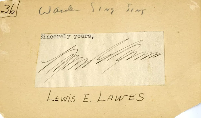 Lewis E. Lawes autograph