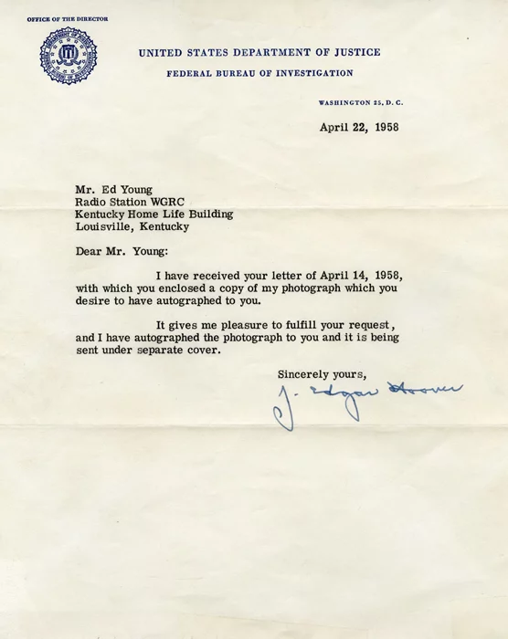J. Edgar Hoover autograph