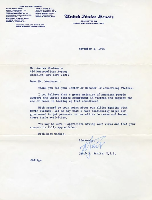 Jacob Javits autograph