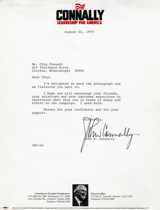 John Connally autograph