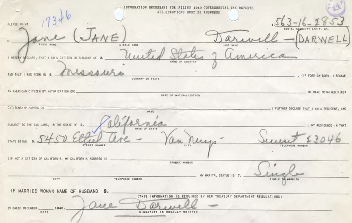 Jane Darwell autograph