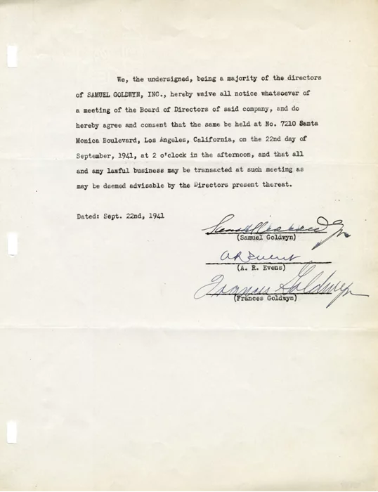 Samuel Goldwyn autograph