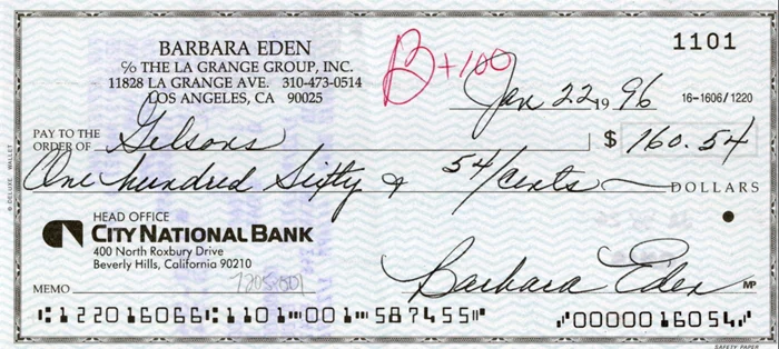 Barbara Eden autograph