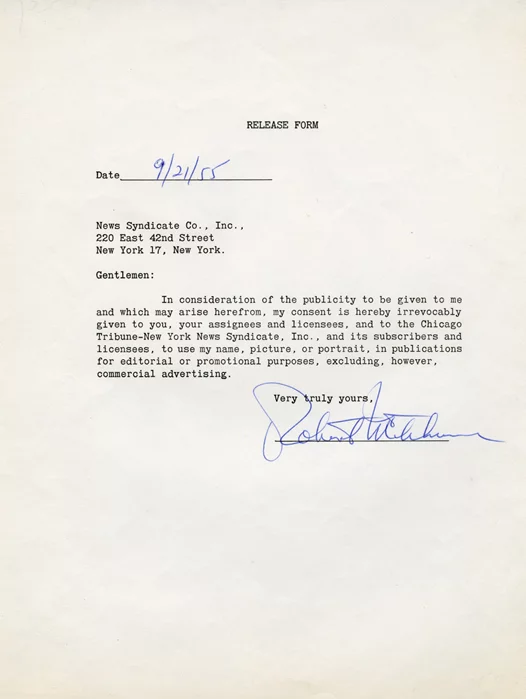 Robert Mitchum autograph