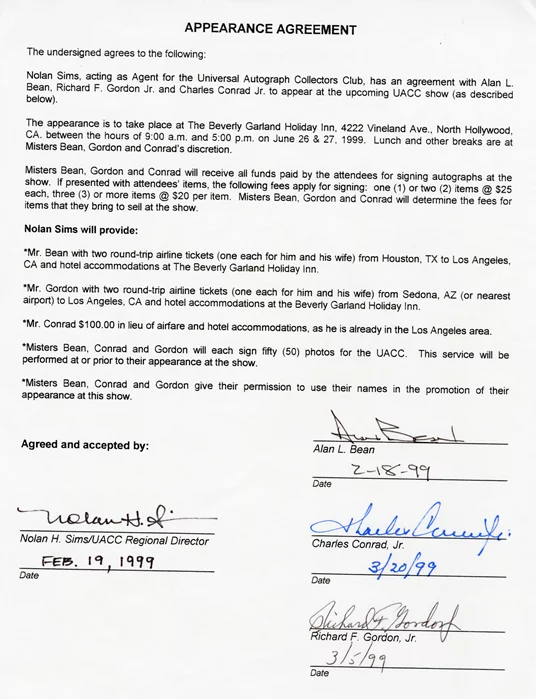 Astronaut Contract autograph