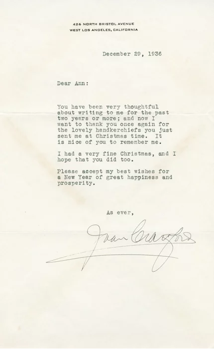 Joan Crawford autograph