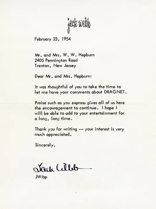 Jack Webb autograph