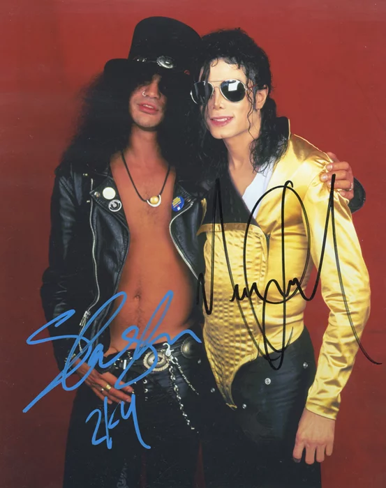 Michael Jackson & Slash autograph
