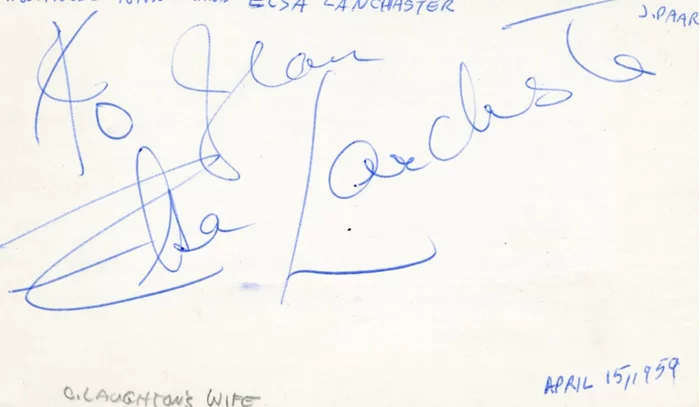 Elsa Lanchester autograph