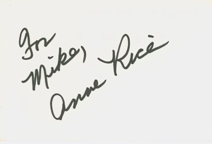 Anne Rice autograph