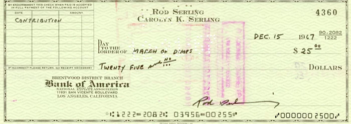 Rod Serling autograph