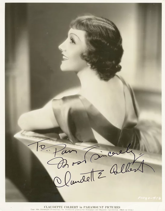 Claudette Colbert autograph