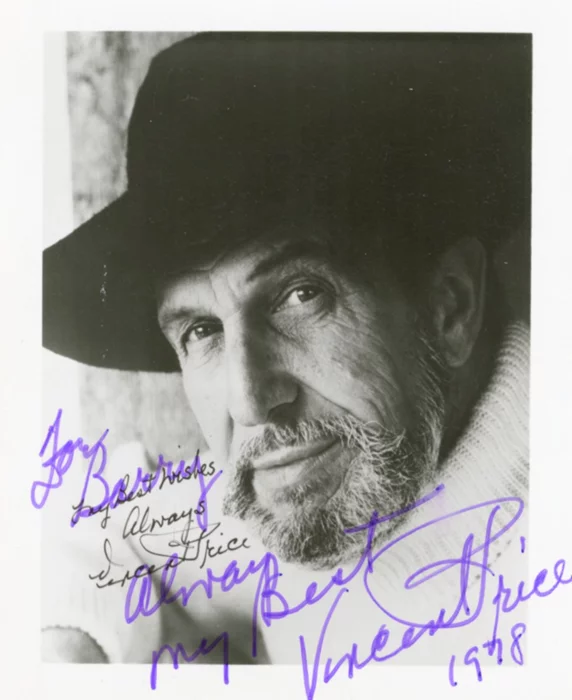 Vincent Price autograph