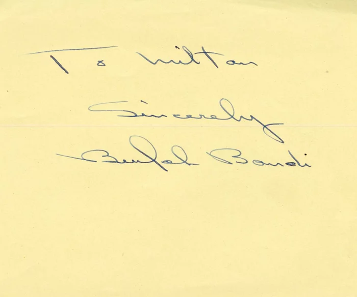 Beulah Bondi autograph