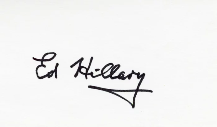 Sir Edmund Hillary autograph