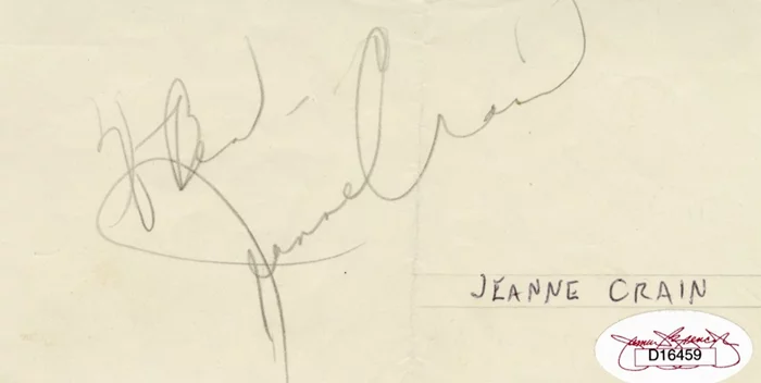 Jeanne Crain autograph