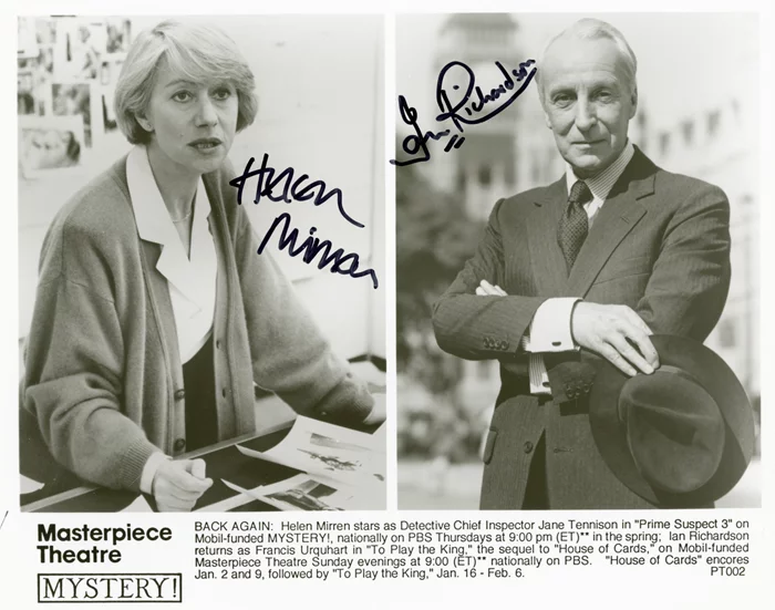 Helen Mirren and Ian Richardson autograph