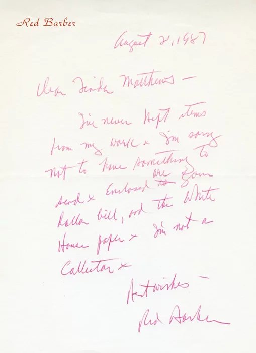Red Barber autograph