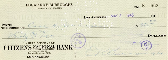 Edgar Rice Burroughs autograph