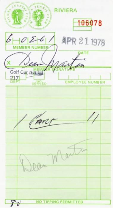 Dean Martin autograph
