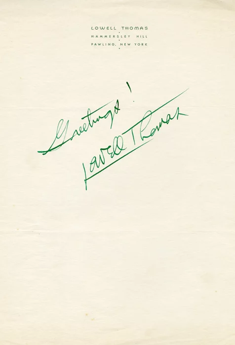 Lowell Thomas autograph