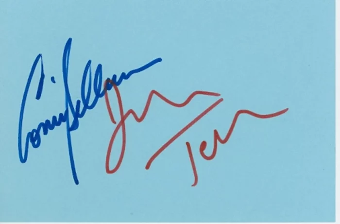 Connie Sellecca and John Tesh autograph