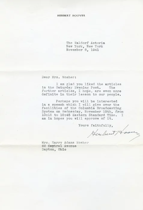 Herbert Hoover autograph
