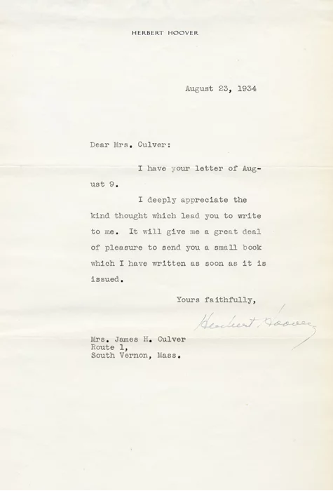 Herbert Hoover autograph