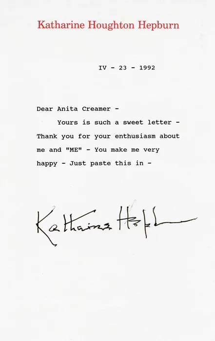 Katharine Hepburn autograph