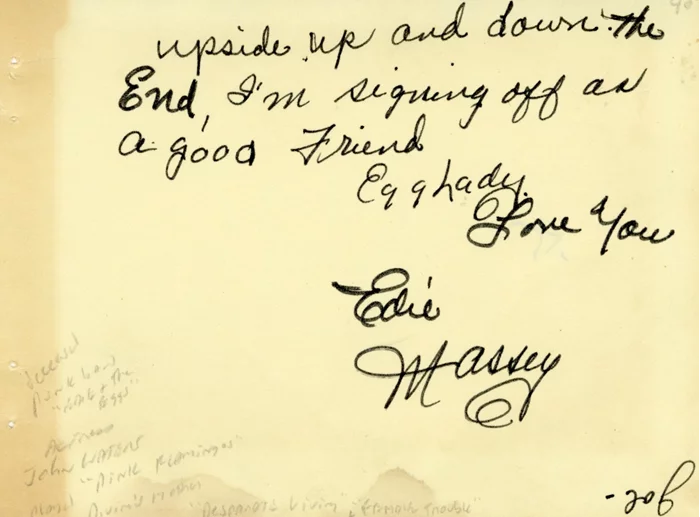 Edith Massey autograph