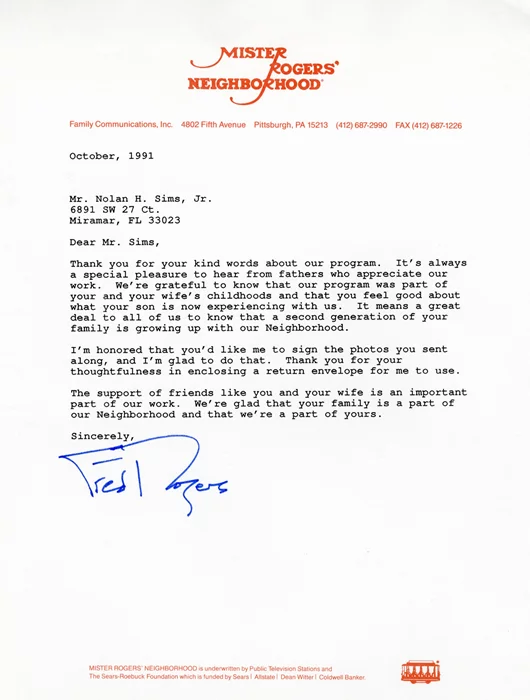 Fred Rogers autograph