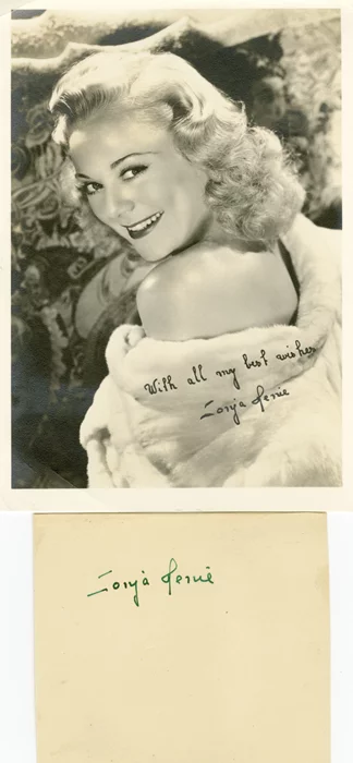 Sonja Henie autograph